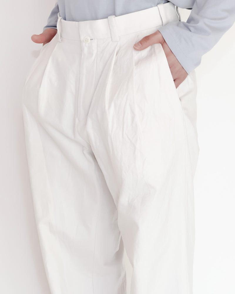 Chino Cloth Trousers Two Tuck Straight