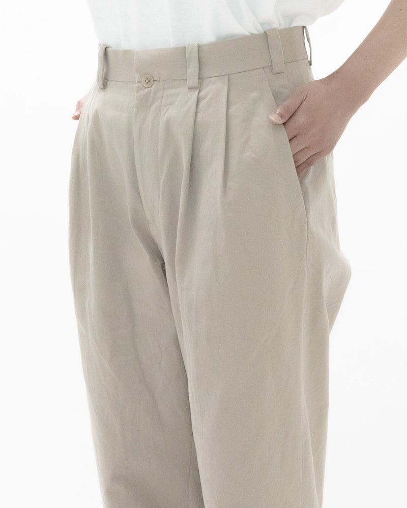 Chino Cloth Trousers Two Tuck Tapered