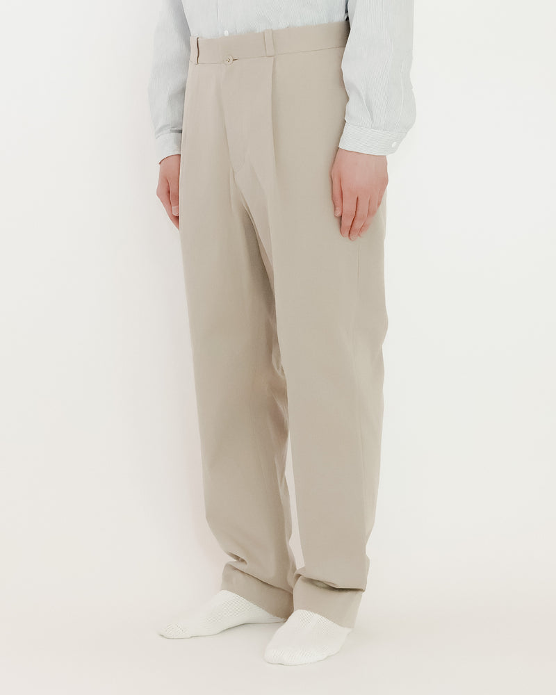 Chino Cloth Trousers Tuck Tapered