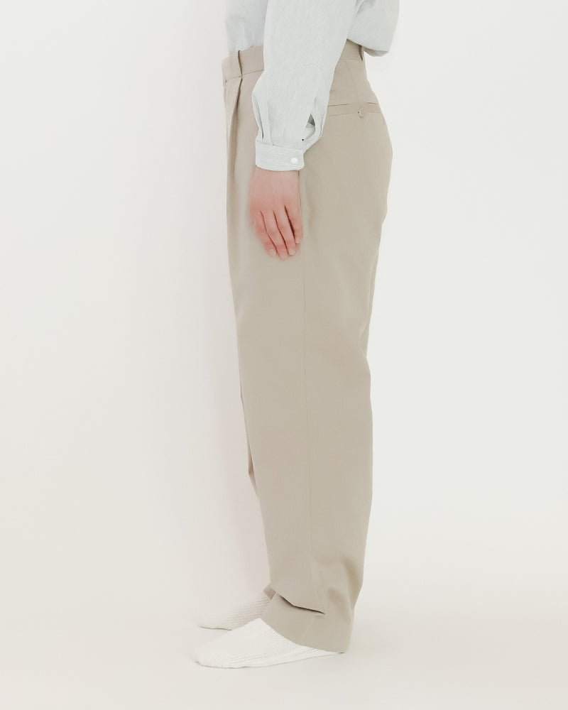 Chino Cloth Trousers Tuck Tapered