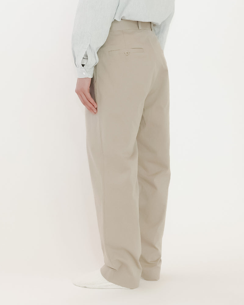 Chino Cloth Trousers Tuck Tapered