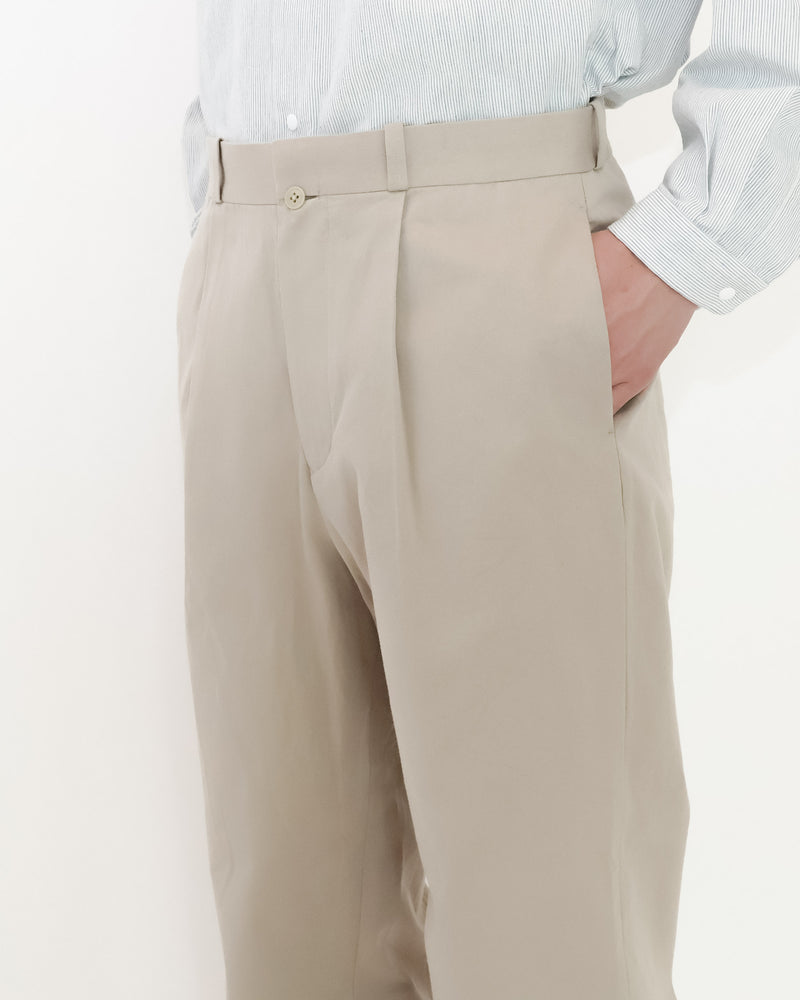 Chino Cloth Trousers Tuck Tapered