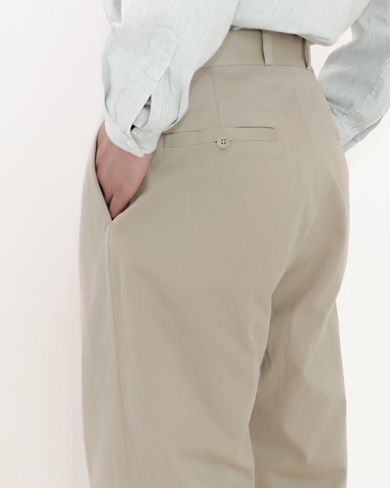 Chino Cloth Trousers Tuck Tapered