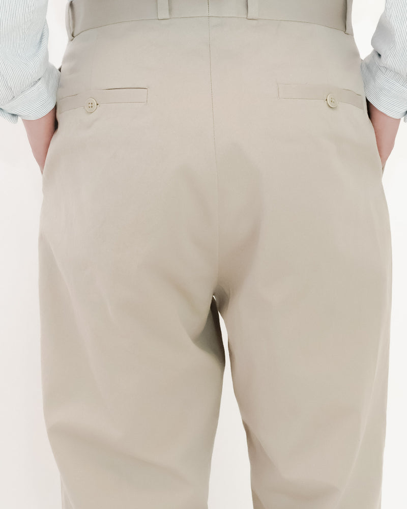 Chino Cloth Trousers Tuck Tapered