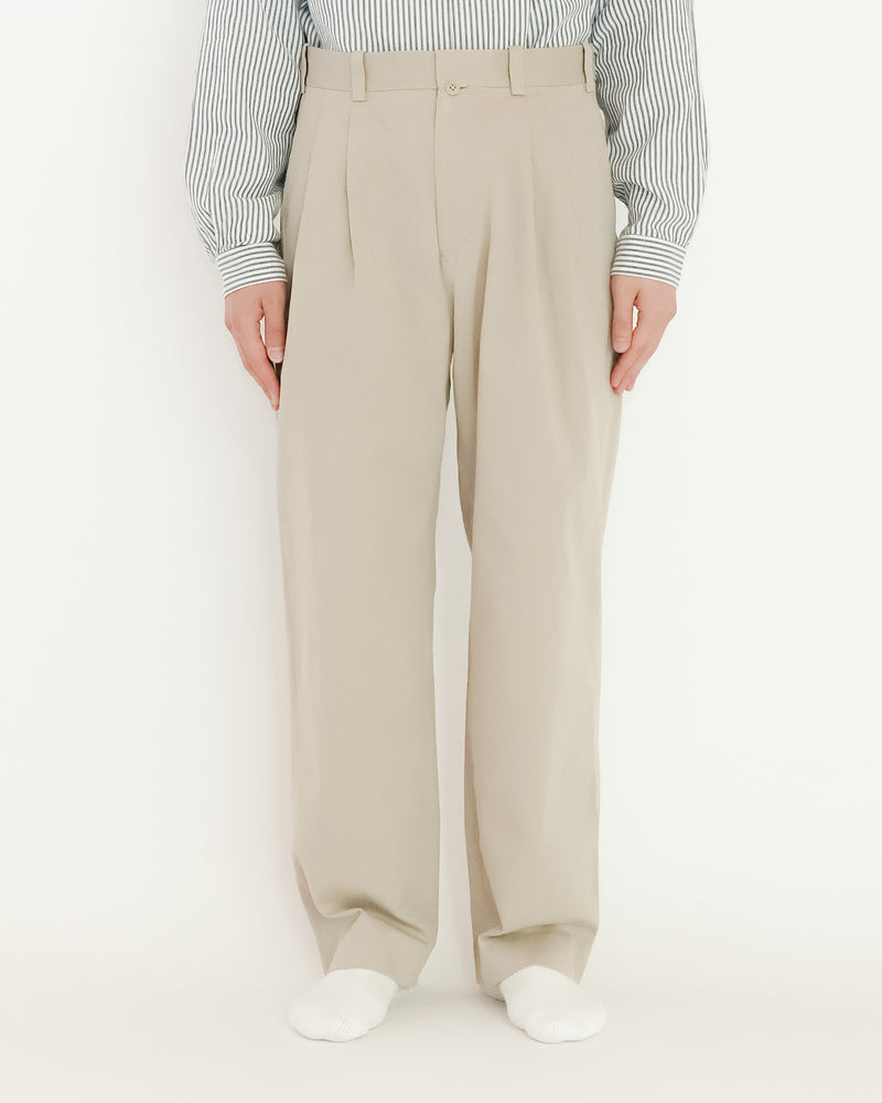 Chino Cloth Trousers Two Tuck Straight