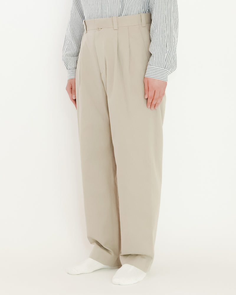 Chino Cloth Trousers Two Tuck Straight