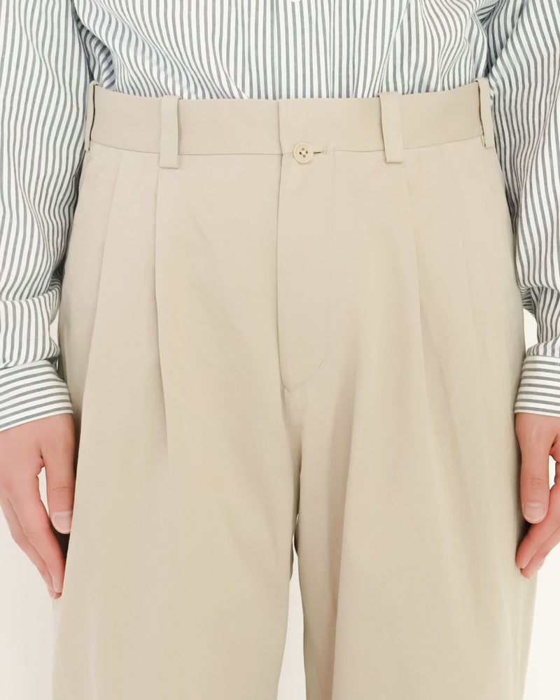 Chino Cloth Trousers Two Tuck Straight
