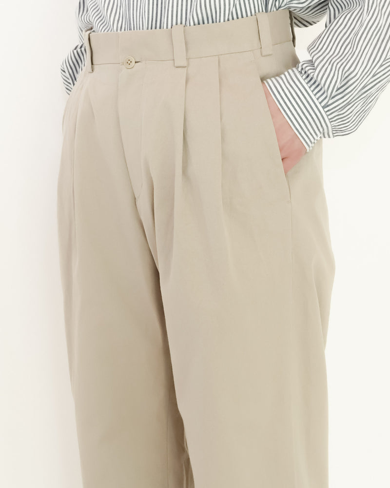 Chino Cloth Trousers Two Tuck Straight