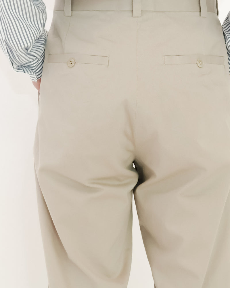 Chino Cloth Trousers Two Tuck Straight