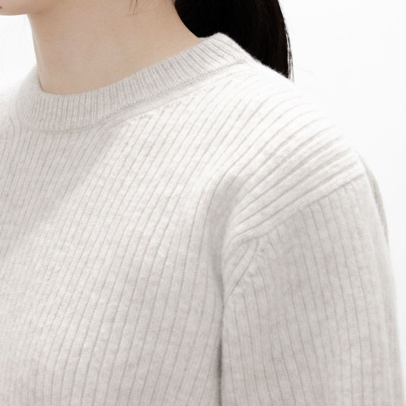 Wool Rib Knit Crew Neck