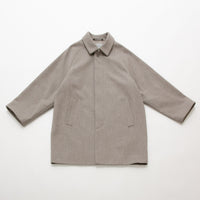 Natural Wool Gabardine Soutien Collar Coat Short