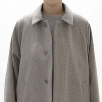 Natural Wool Gabardine Soutien Collar Coat Short