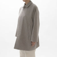 Natural Wool Gabardine Soutien Collar Coat Short