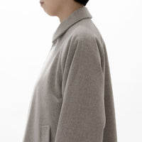 Natural Wool Gabardine Soutien Collar Coat Short