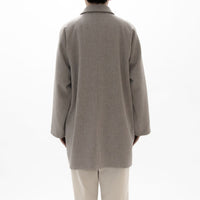 Natural Wool Gabardine Soutien Collar Coat Short