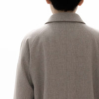 Natural Wool Gabardine Soutien Collar Coat Short