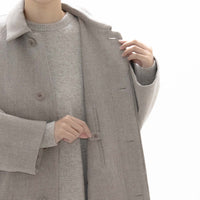 Natural Wool Gabardine Soutien Collar Coat Short