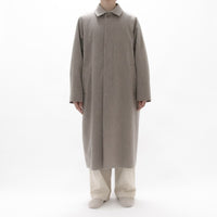 Natural Wool Gabardine Soutien Collar Coat Long