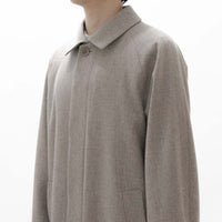 Natural Wool Gabardine Soutien Collar Coat Long