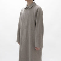 Natural Wool Gabardine Soutien Collar Coat Long