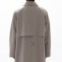 Natural Wool Gabardine Soutien Collar Coat Long