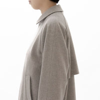 Natural Wool Gabardine Soutien Collar Coat Long