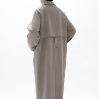 Natural Wool Gabardine Soutien Collar Coat Long