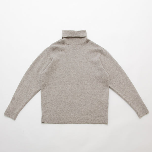 Natural Wool Rib Knit Sweater High Neck