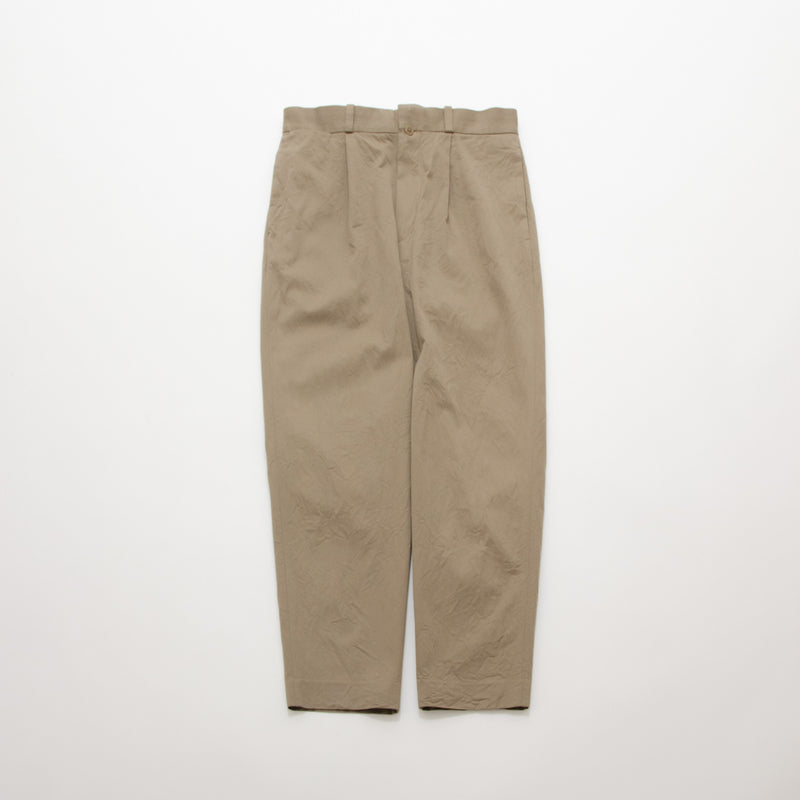 Chino Cloth Trousers Tuck Tapered