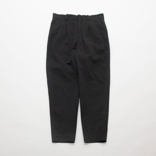 Chino Cloth Trousers Tuck Tapered Black