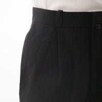 Chino Cloth Trousers Tuck Tapered Black