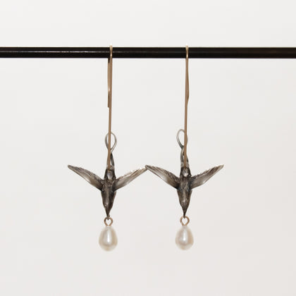 Earrings Flying Birds with Drop