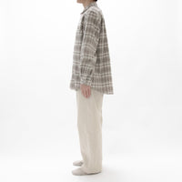 Natural Checkered Wool Shirt Wide