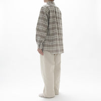 Natural Checkered Wool Shirt Wide