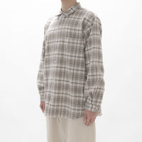 Natural Checkered Wool Shirt Wide