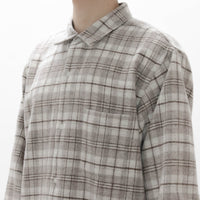 Natural Checkered Wool Shirt Wide