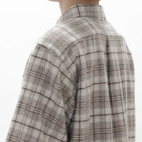 Natural Checkered Wool Shirt Wide