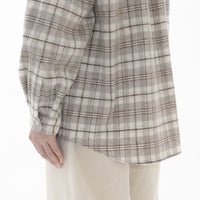 Natural Checkered Wool Shirt Wide