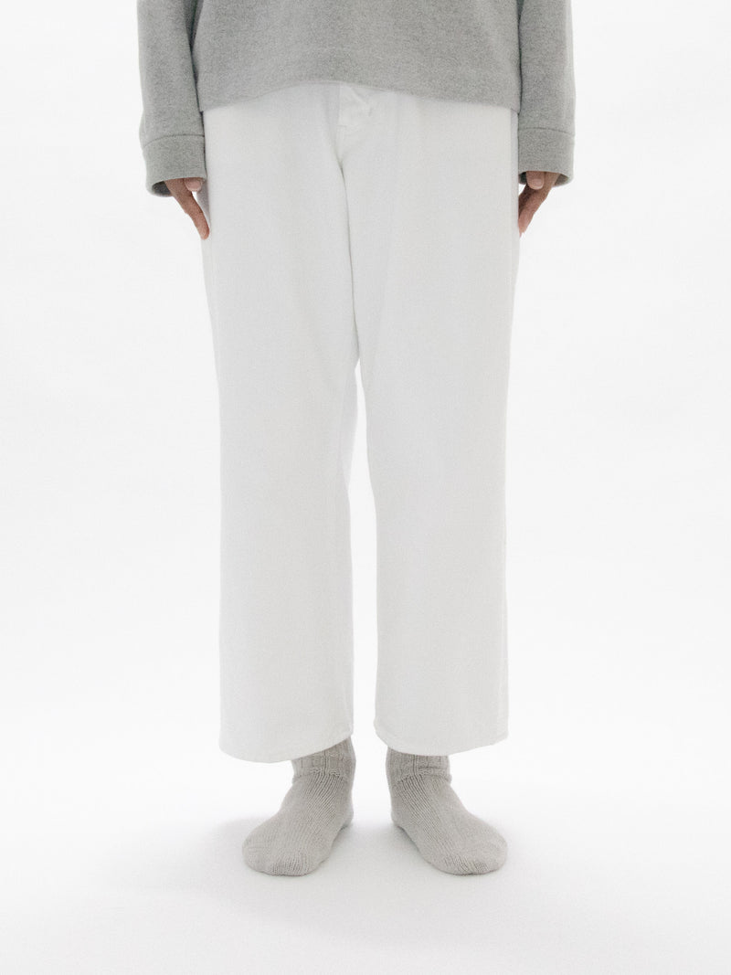 White & Black Denim Trousers Wide