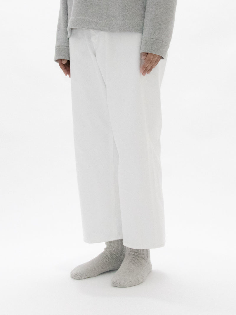 White & Black Denim Trousers Wide