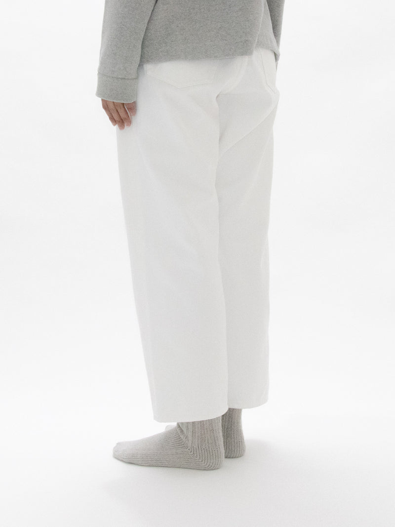 White & Black Denim Trousers Wide