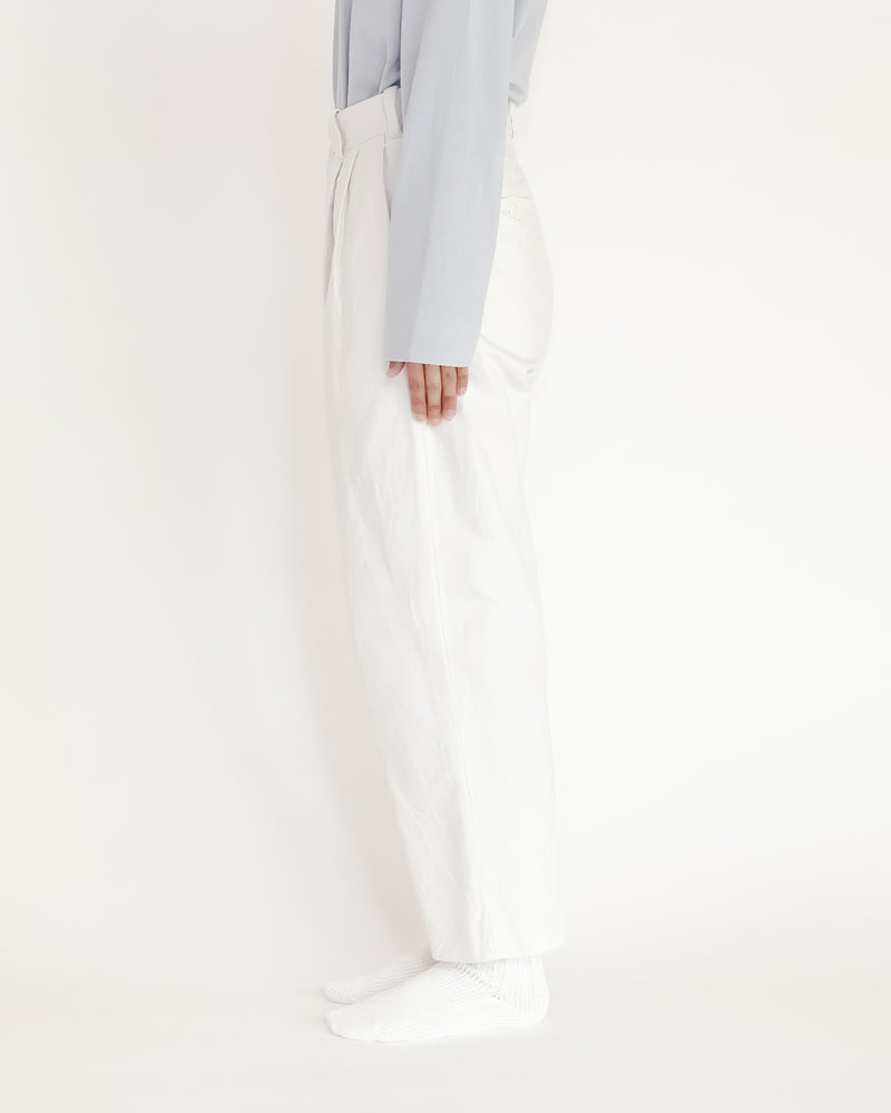 Chino Cloth Trousers Two Tuck Tapered