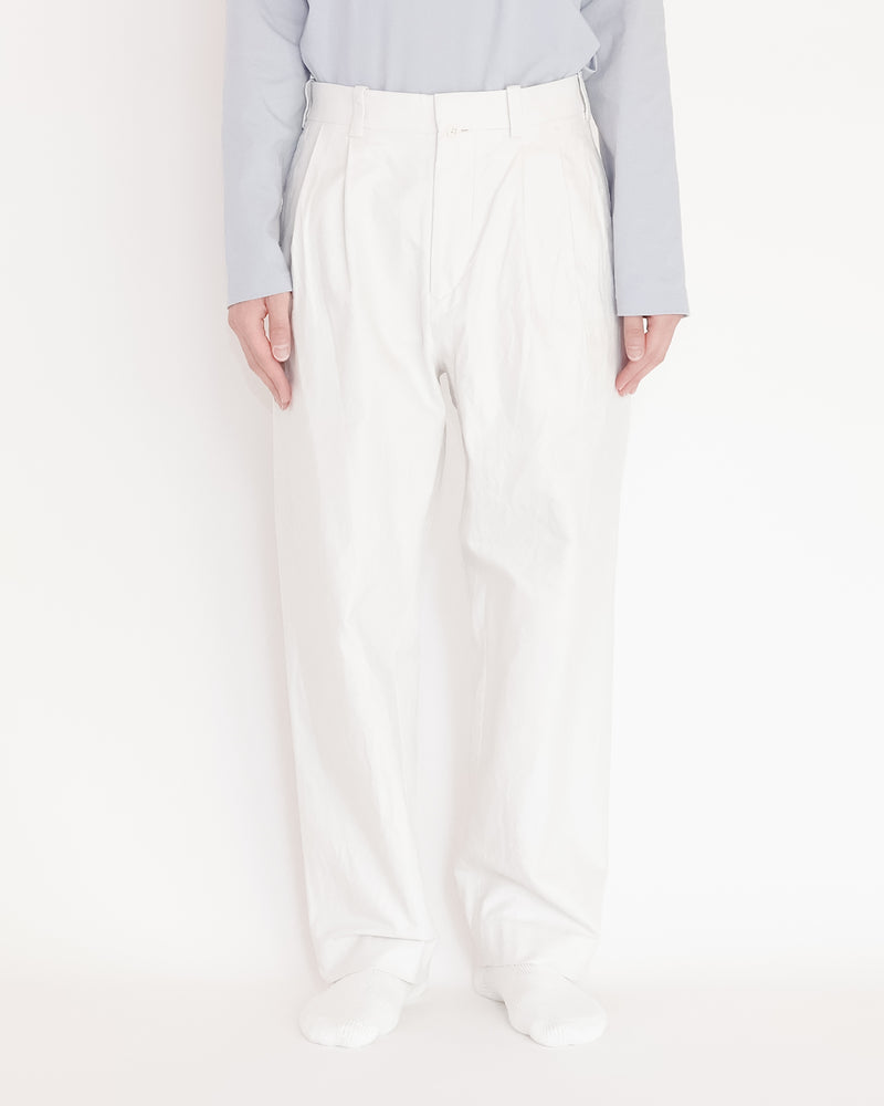 Chino Cloth Trousers Two Tuck Straight