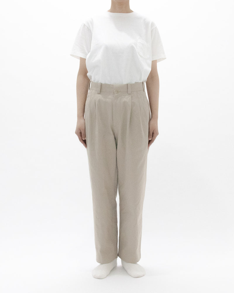Chino Cloth Trousers Two Tuck Tapered