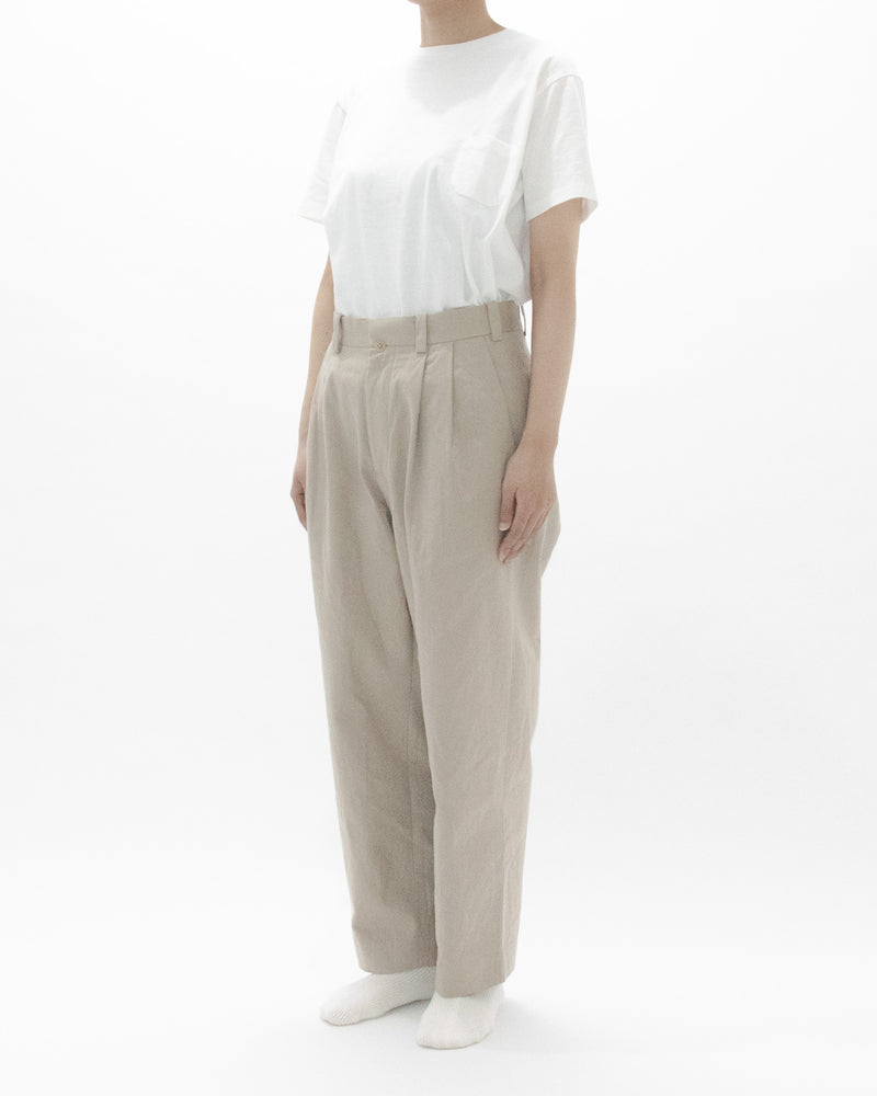 Chino Cloth Trousers Two Tuck Tapered