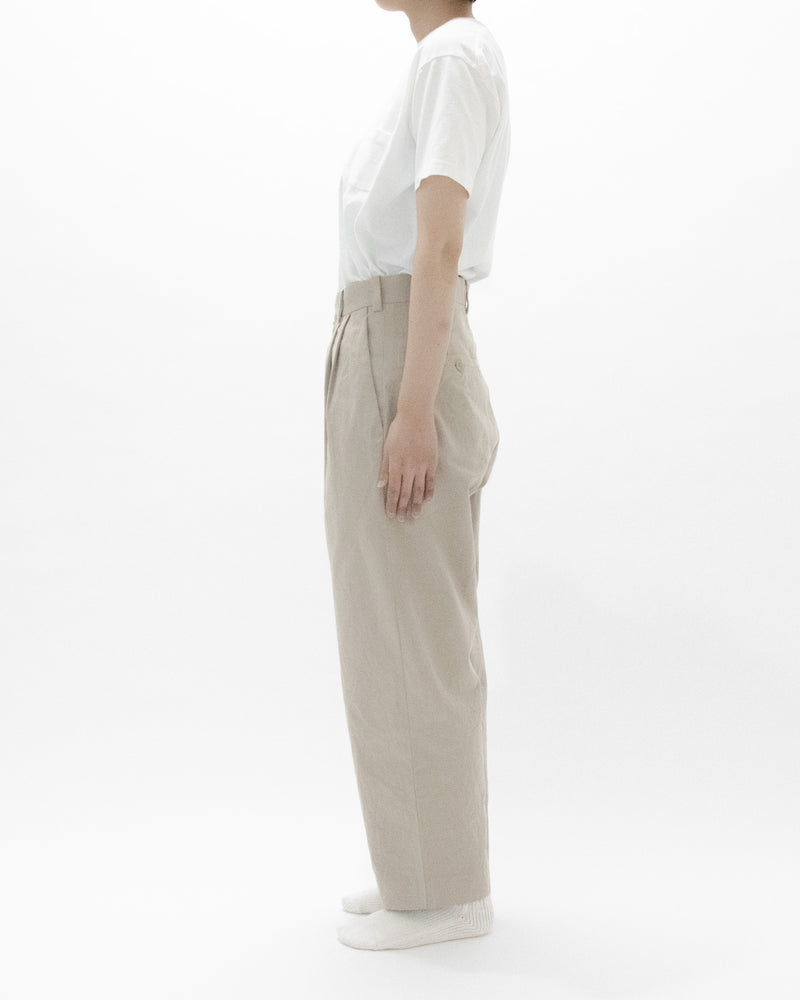 Chino Cloth Trousers Two Tuck Tapered