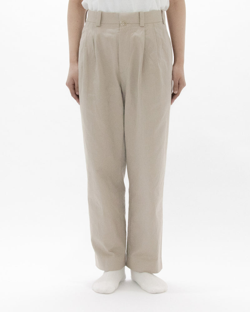 Chino Cloth Trousers Two Tuck Tapered