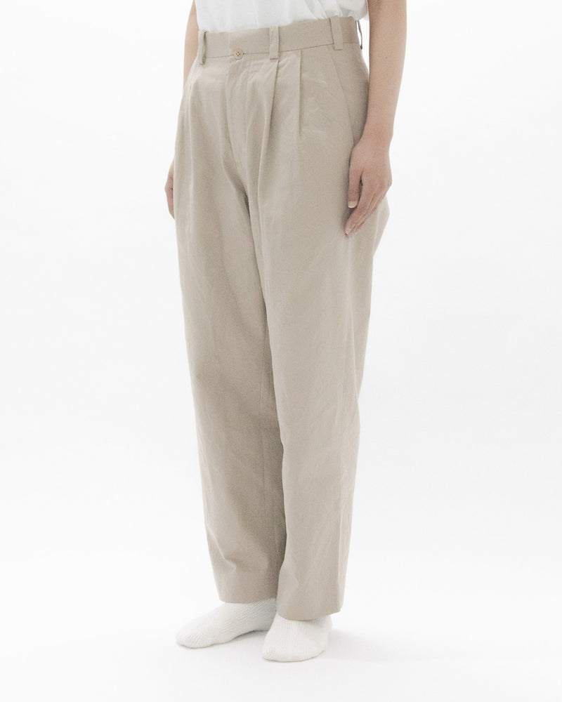 Chino Cloth Trousers Two Tuck Tapered