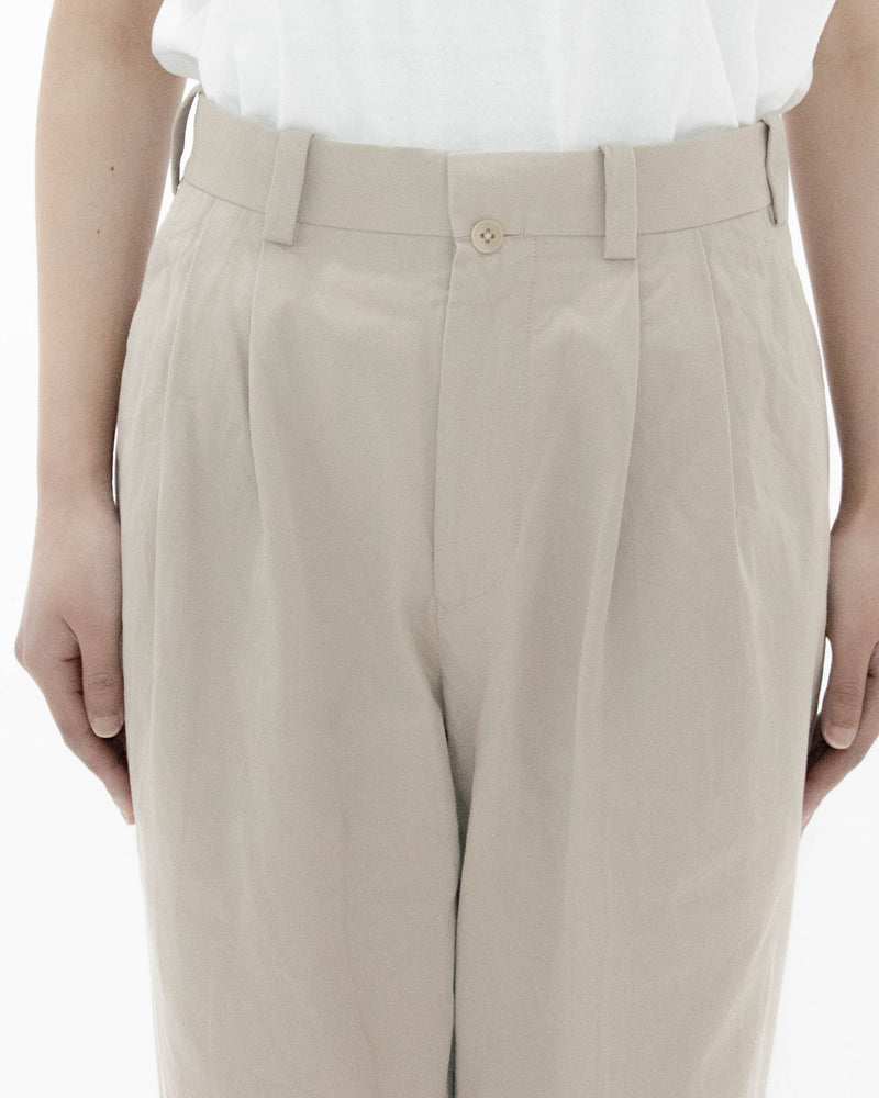 Chino Cloth Trousers Two Tuck Tapered