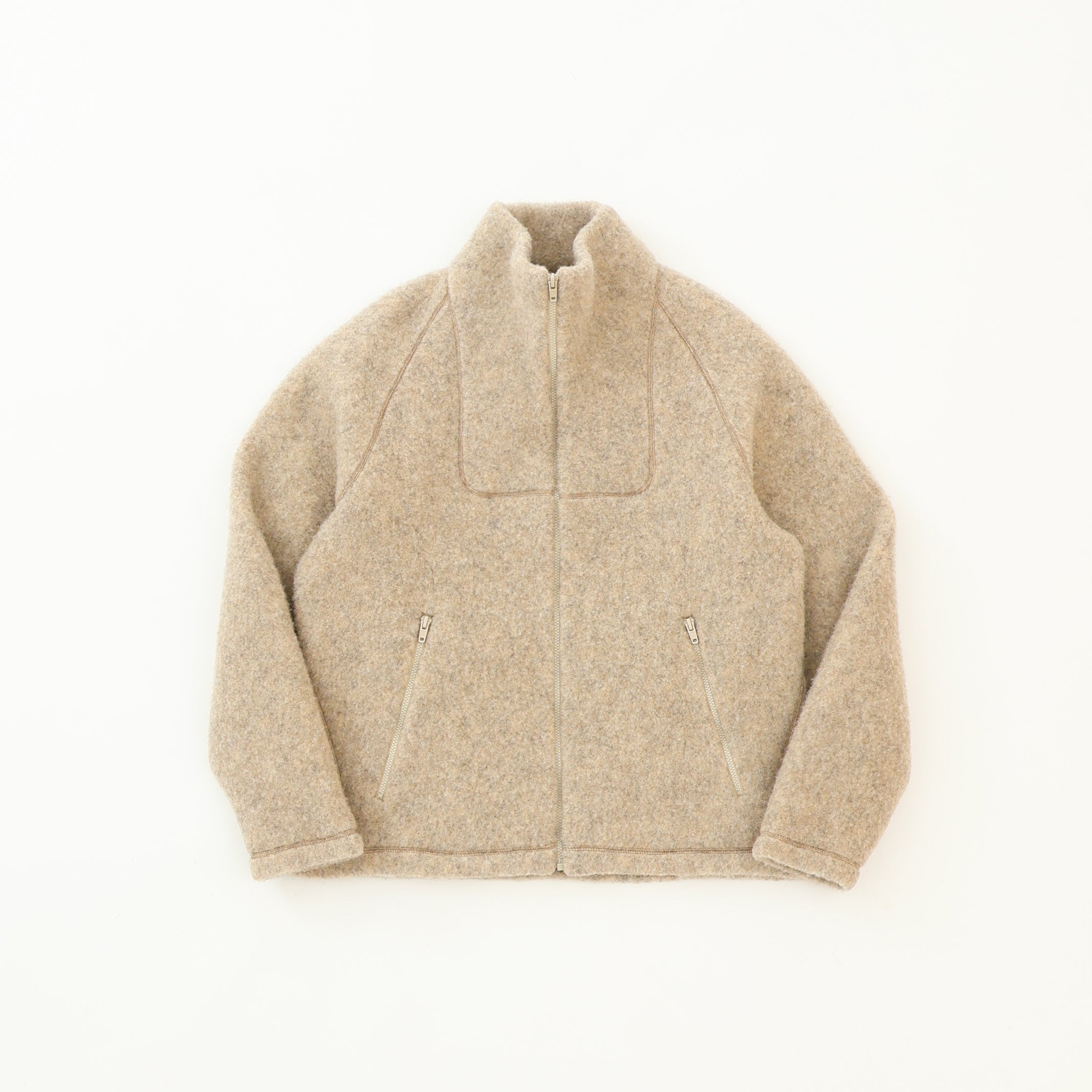 YAECA - ヤエカ YAECA ウール フリース ジャケット ジップアップ ベージュ M Wool Fleece Zip-Up Jacket – YAECAYA